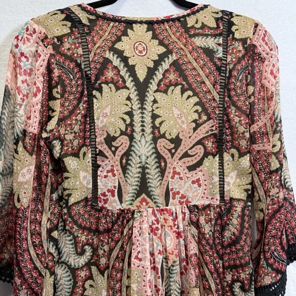 Anthropologie Ranna Gill Joss Kimono Dress Mini Paisley Boho Festival Size 4 - Picture 10 of 14